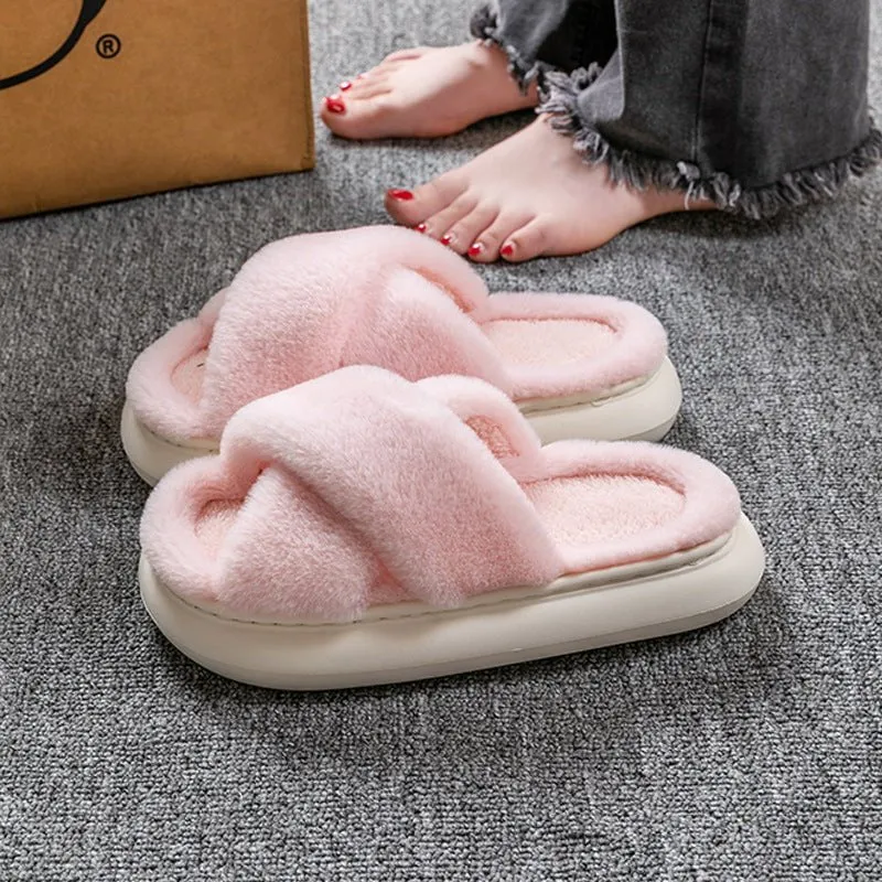 LovelyRLovely Women's Platform Fuzzy Slippers