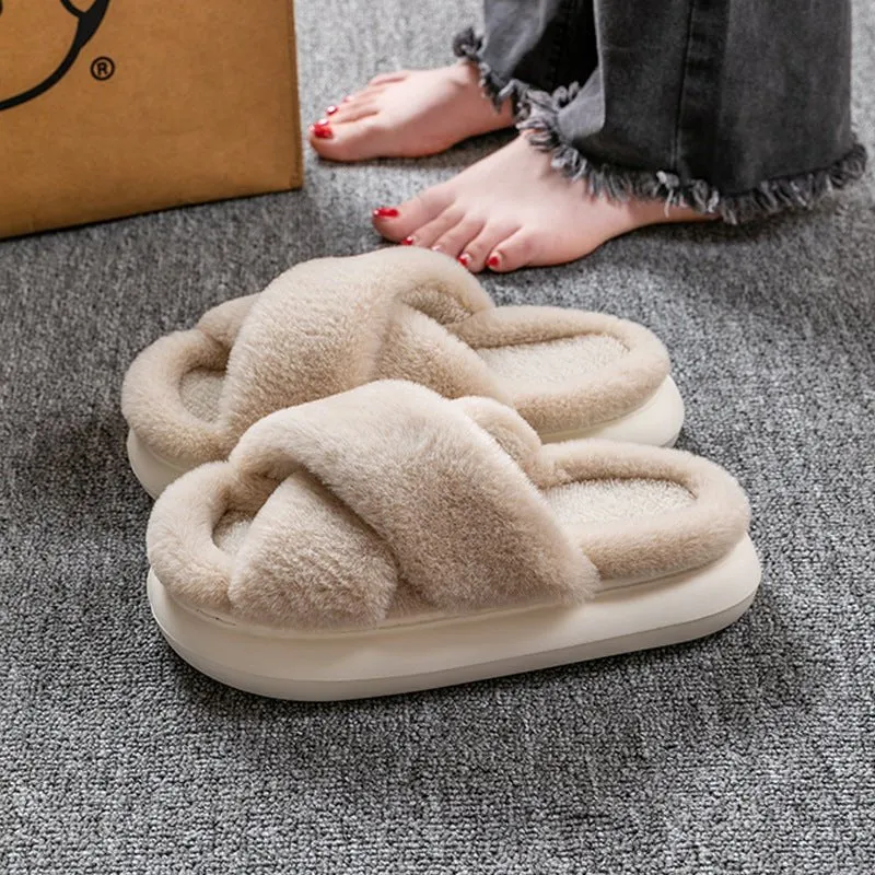 LovelyRLovely Women's Platform Fuzzy Slippers