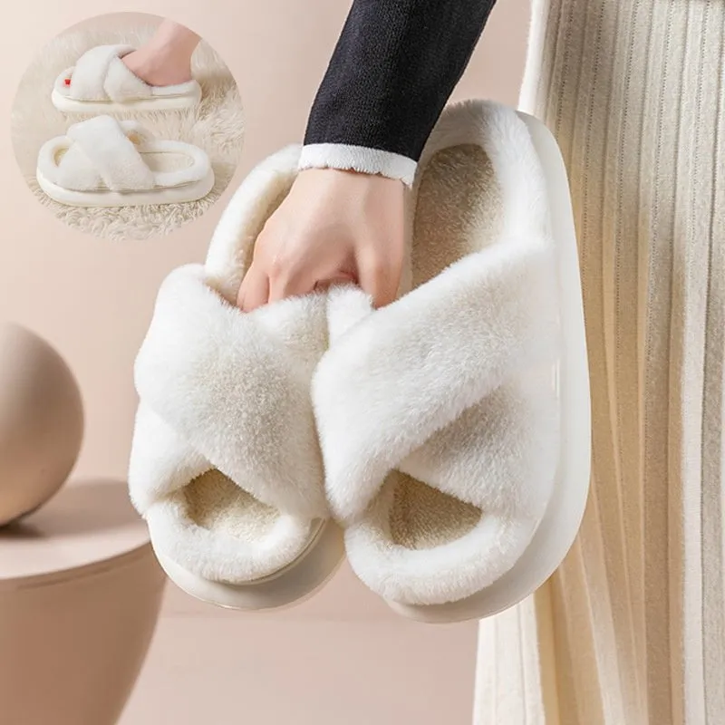 LovelyRLovely Women's Platform Fuzzy Slippers