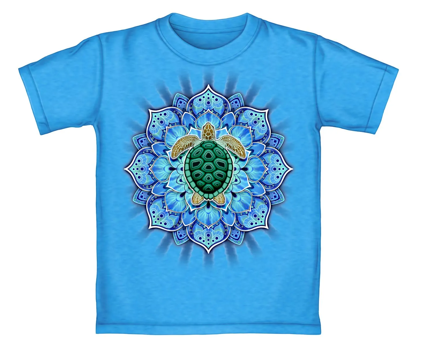 Mandala Turtle Turquoise Adult Tee Shirt (Adult XL