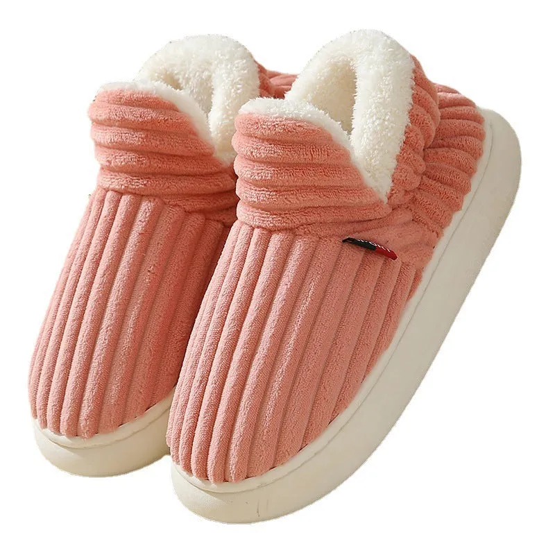 Men Winter New Women Cotton Slippers Outdoor Fashion Couple Slippers Warm Indoor Bedroom Cotton Plush Shoes Fleece Fluffy