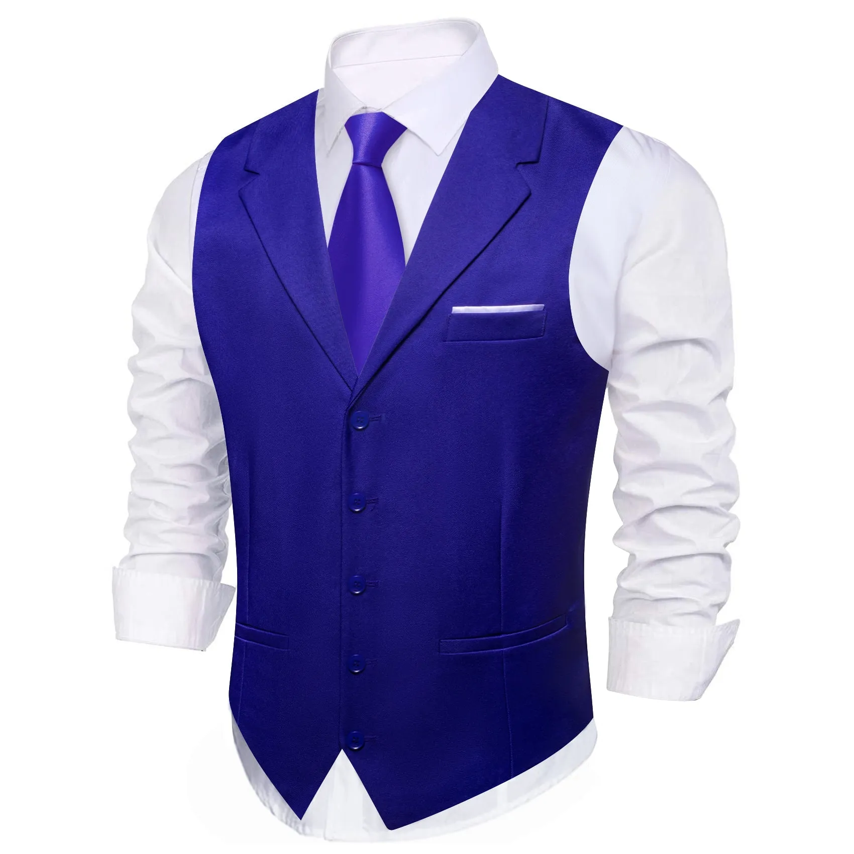 MidnightBlue Solid Jacquard Men's Collar Vest