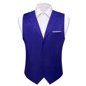 MidnightBlue Solid Jacquard Men's Collar Vest