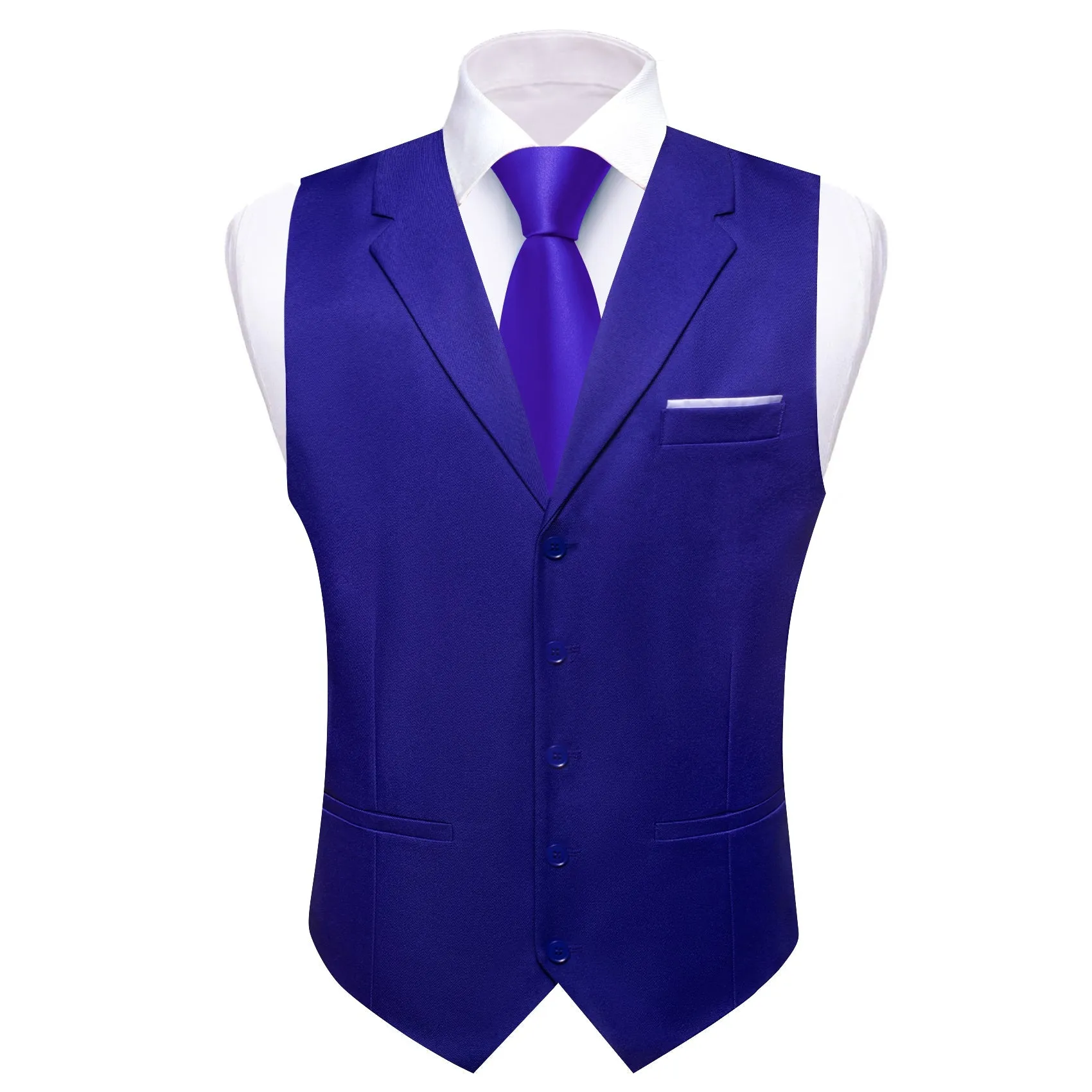 MidnightBlue Solid Jacquard Men's Collar Vest