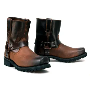 Milwaukee Leather Men's Brown Two-Tone Full Grain Leather Easy Pull-On