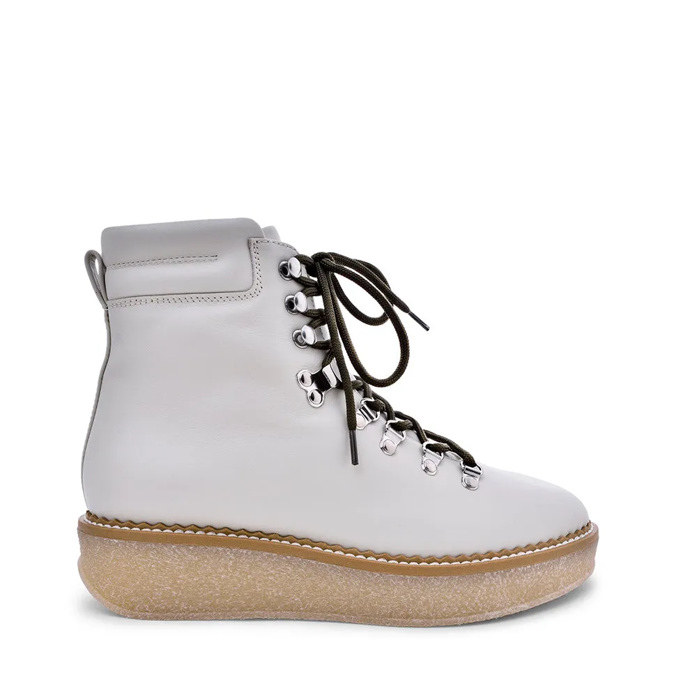 Misaki Off White Leather Ankle Boots