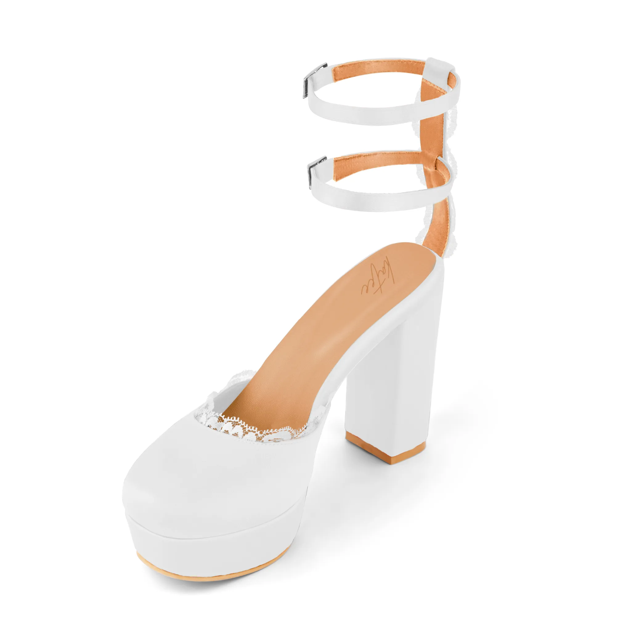 MISTICA WHITE PLATFORM HEELS