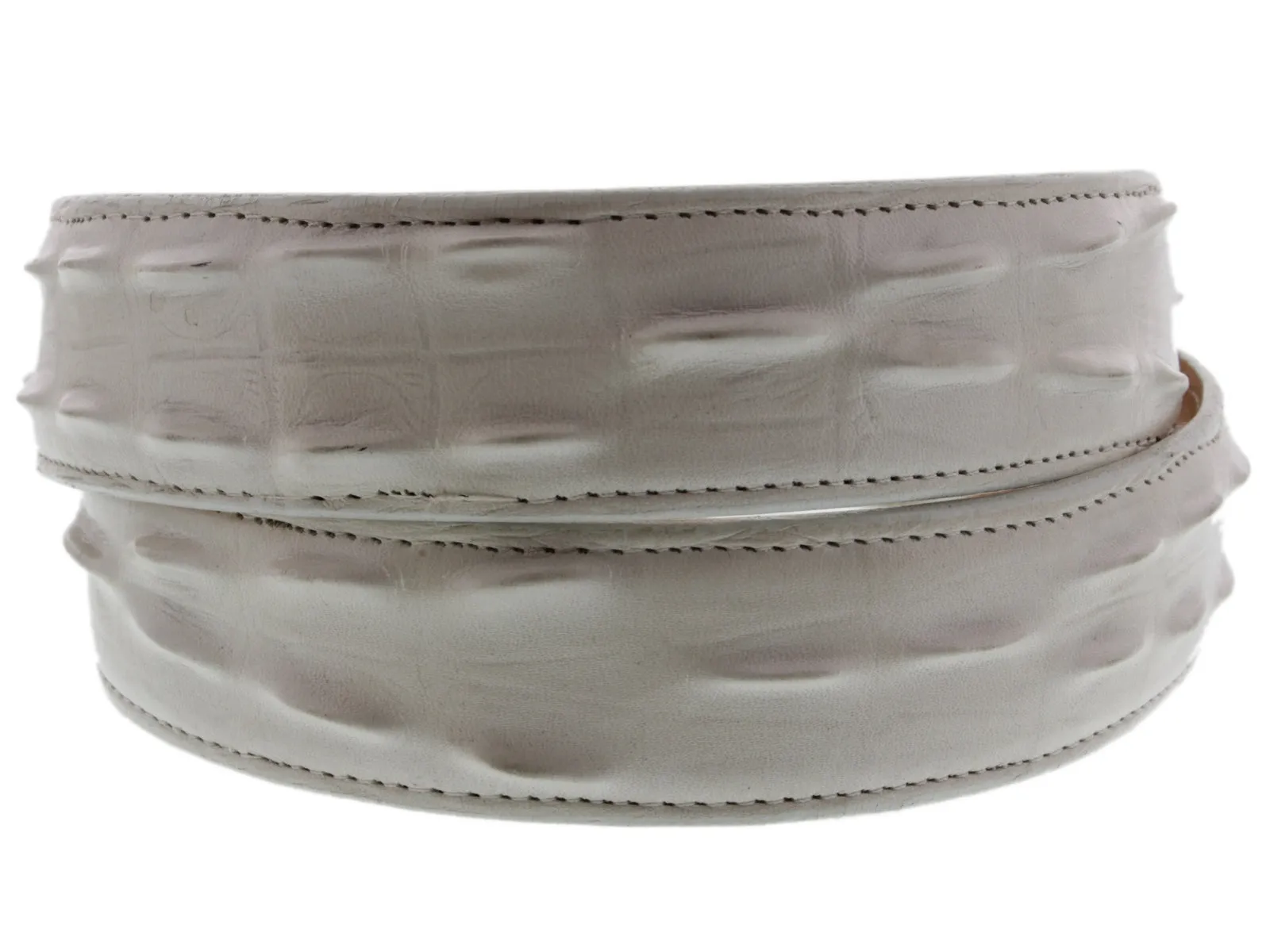 Off White Western Belt Crocodile Tail Print Leather - Silver Buckle