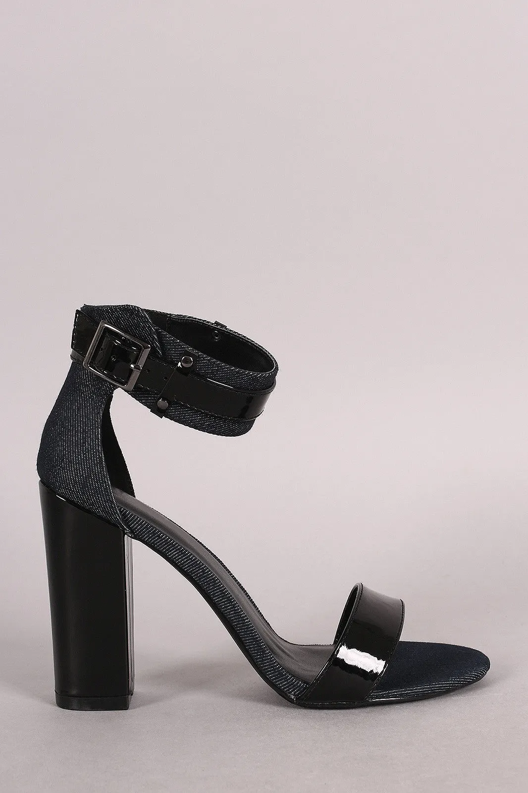 Open Toe Buckled Ankle Strap Heel