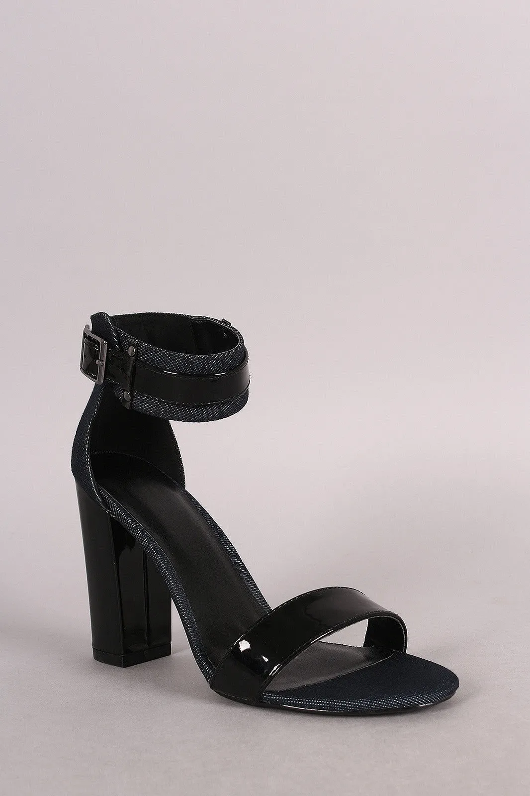 Open Toe Buckled Ankle Strap Heel