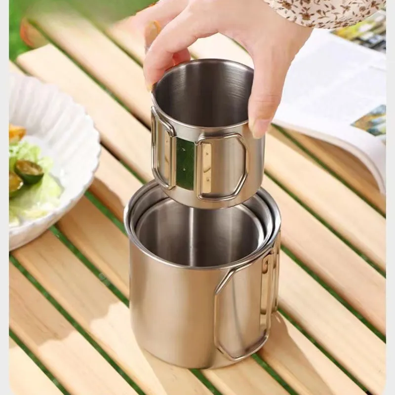 Outdoor Stainless Steel 304 Folding Cup and Mountaineering Water Cup