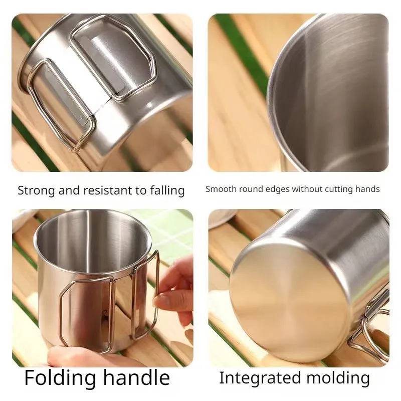 Outdoor Stainless Steel 304 Folding Cup and Mountaineering Water Cup