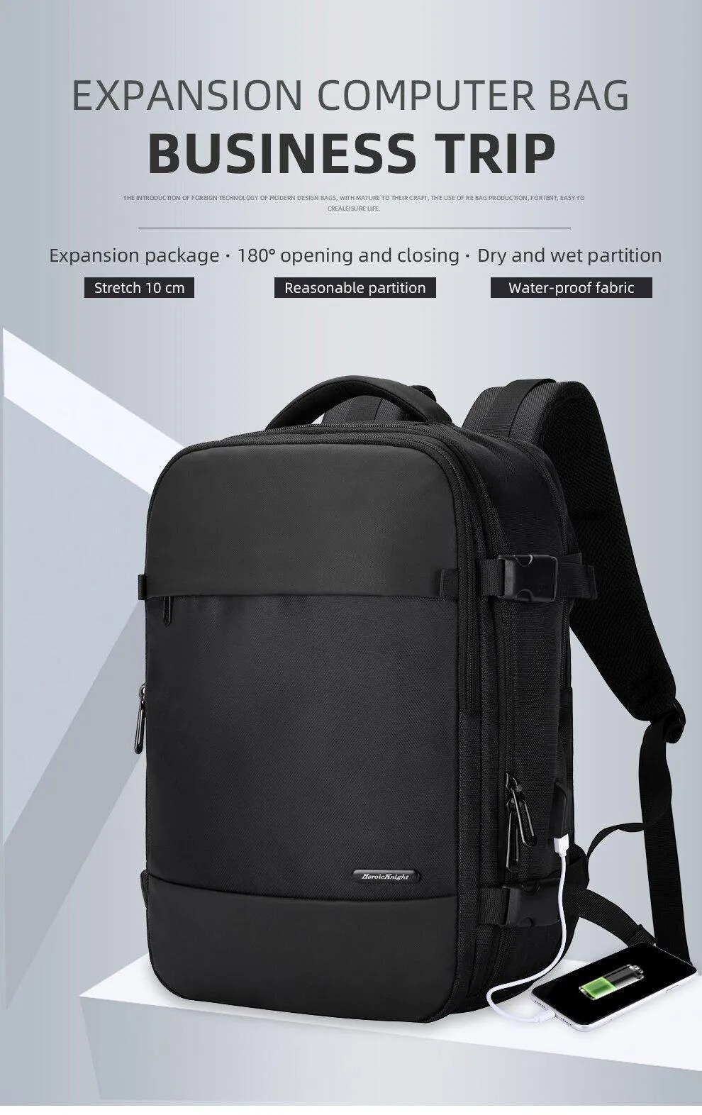 Oxford Polyester Black Cool Backpacks For Men's #MR9076