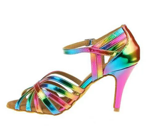 Rainbow Leather Ballroom Dancing Shoes Latin Salsa Dance Shoes