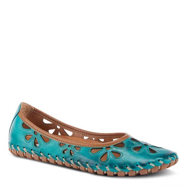 Rayely Turquoise Laser Cut Leather Slides