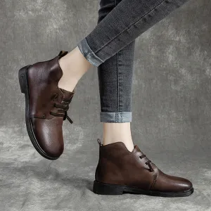 Retro Casual Leather Short Boots | Gift Shoes