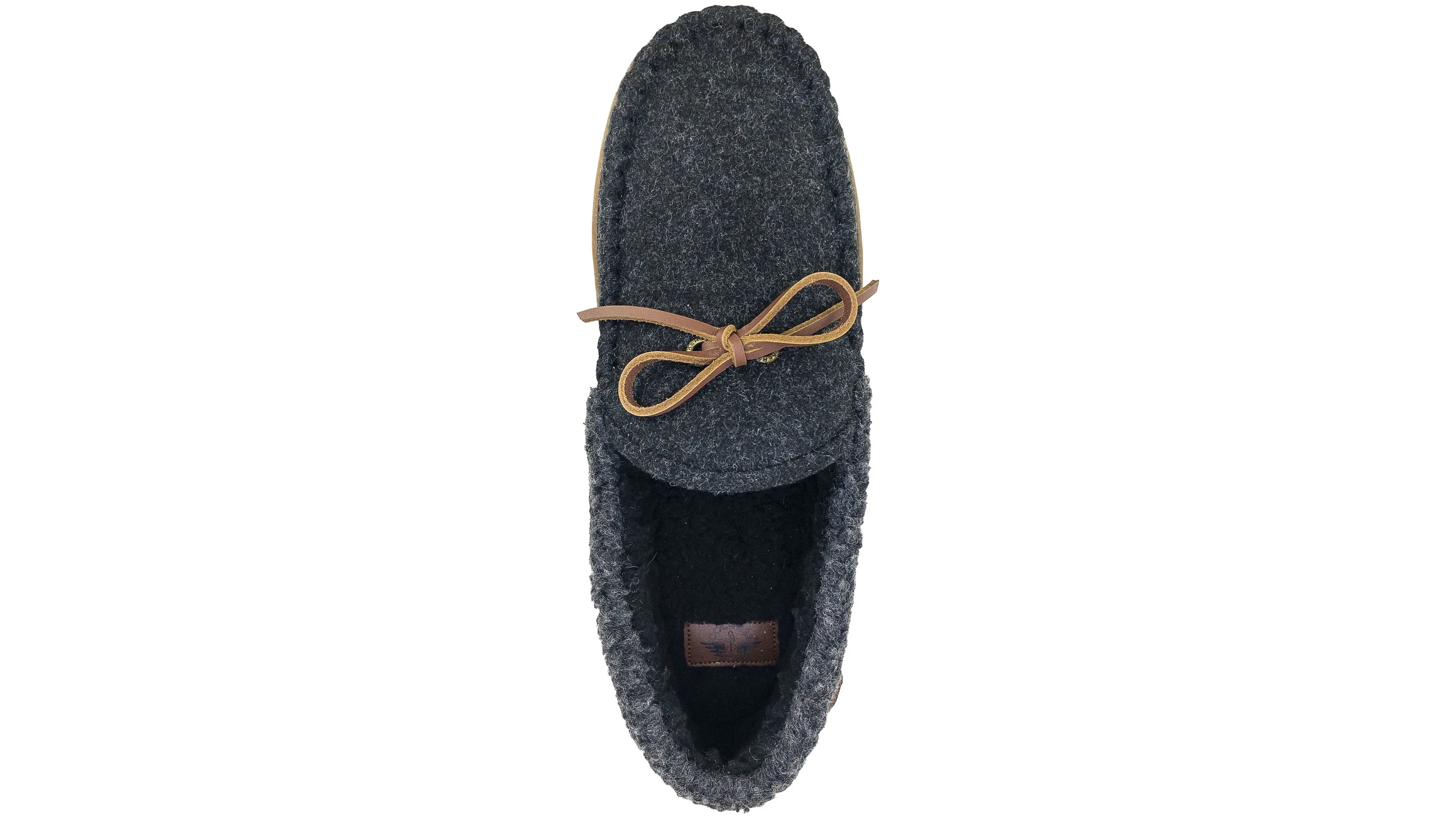 Rolled Collar Wool Moccasin Slippers