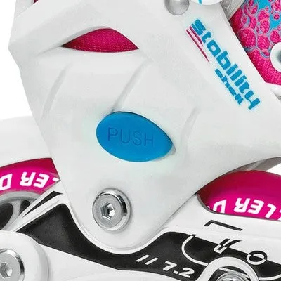 Roller Derby ION 7.2 Girl's Adjustable Inline Skate - White/Mint/Pink M