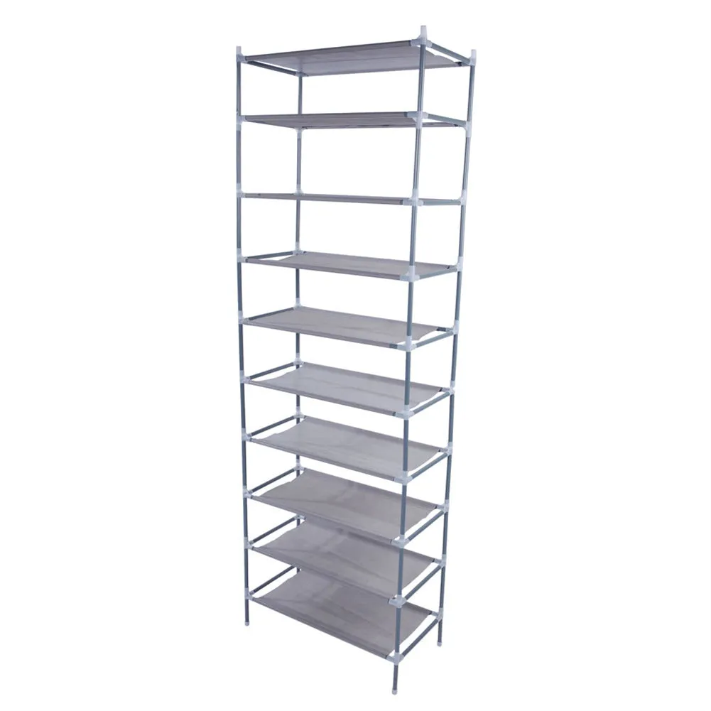 RONSHIN 10 Tiers Shoe Rack Simple Assembly 30 Pairs Shoes Capacity Grey