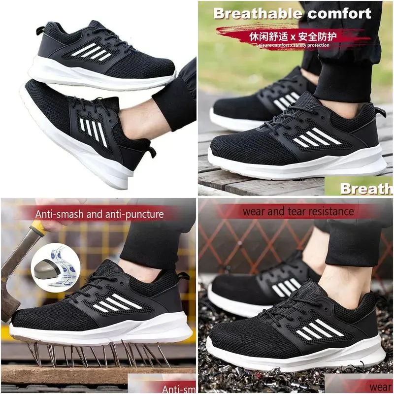 Safety Shoes Breathable And Lightweight Uni Summer Suitable For Men Women Non Destructible Shock-Absorbing Platform Casual Drop Delive Dh0Bn