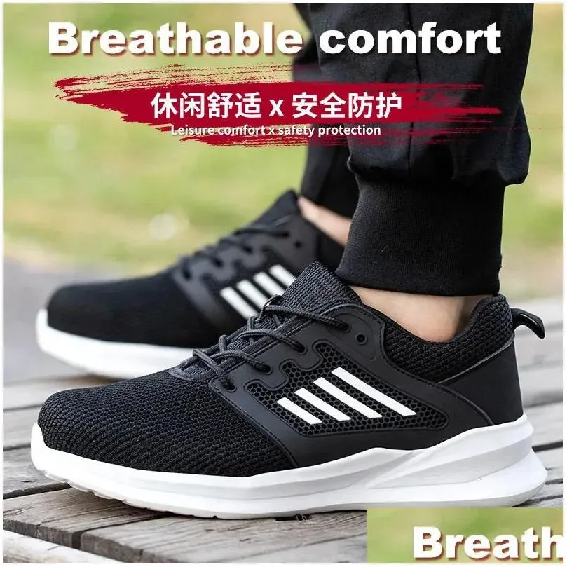 Safety Shoes Breathable And Lightweight Uni Summer Suitable For Men Women Non Destructible Shock-Absorbing Platform Casual Drop Delive Dh0Bn