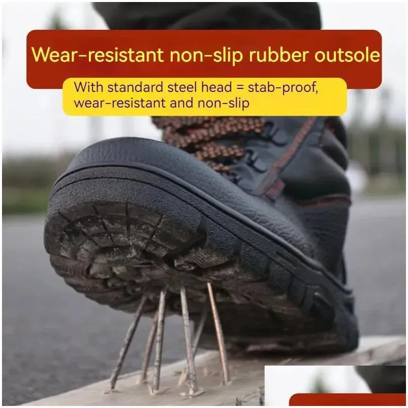 Safety Shoes Wear Resistant Mens Work Boots Shock-Absorbing Perforated Waterproof 240615 Drop Delivery Accessories Special Purpose Dhg5Z