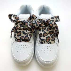 Satin Shoelaces leopard print ideal for hip hop dance, dance team, sneaker junkie, cheerleading, wedding, prom in 36" and 44" lengths