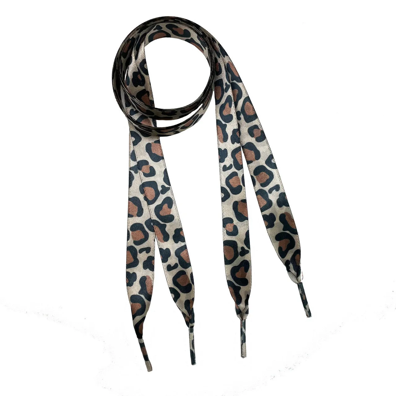 Satin Shoelaces leopard print ideal for hip hop dance, dance team, sneaker junkie, cheerleading, wedding, prom in 36" and 44" lengths