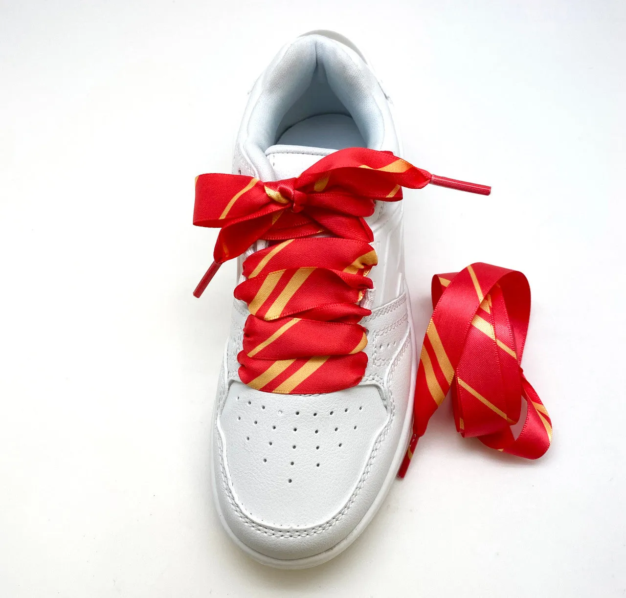 Satin Shoelaces yellow and red stripes ideal for hip hop, dance team, sneaker junkie, cheerleading, wedding, Wizard in 36" and 44" lengths