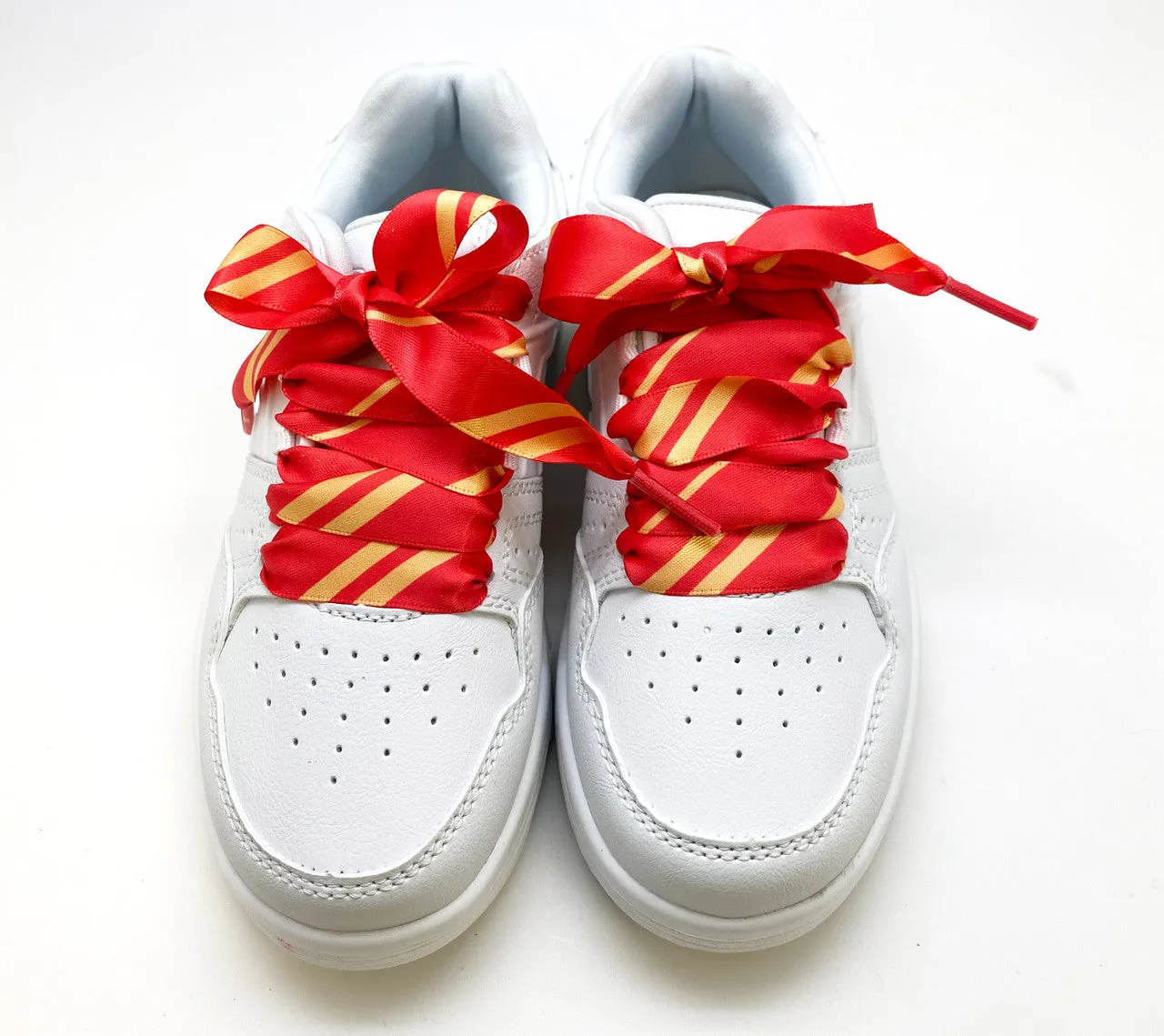 Satin Shoelaces yellow and red stripes ideal for hip hop, dance team, sneaker junkie, cheerleading, wedding, Wizard in 36" and 44" lengths