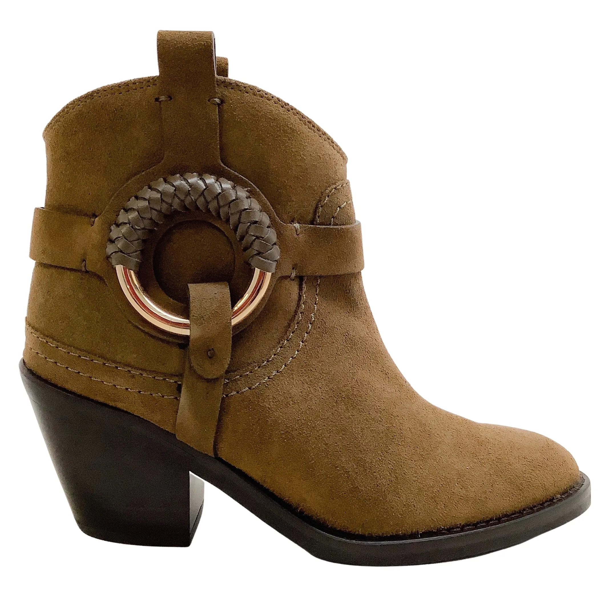 See by Chloe Military Green Suede Hanna Booties