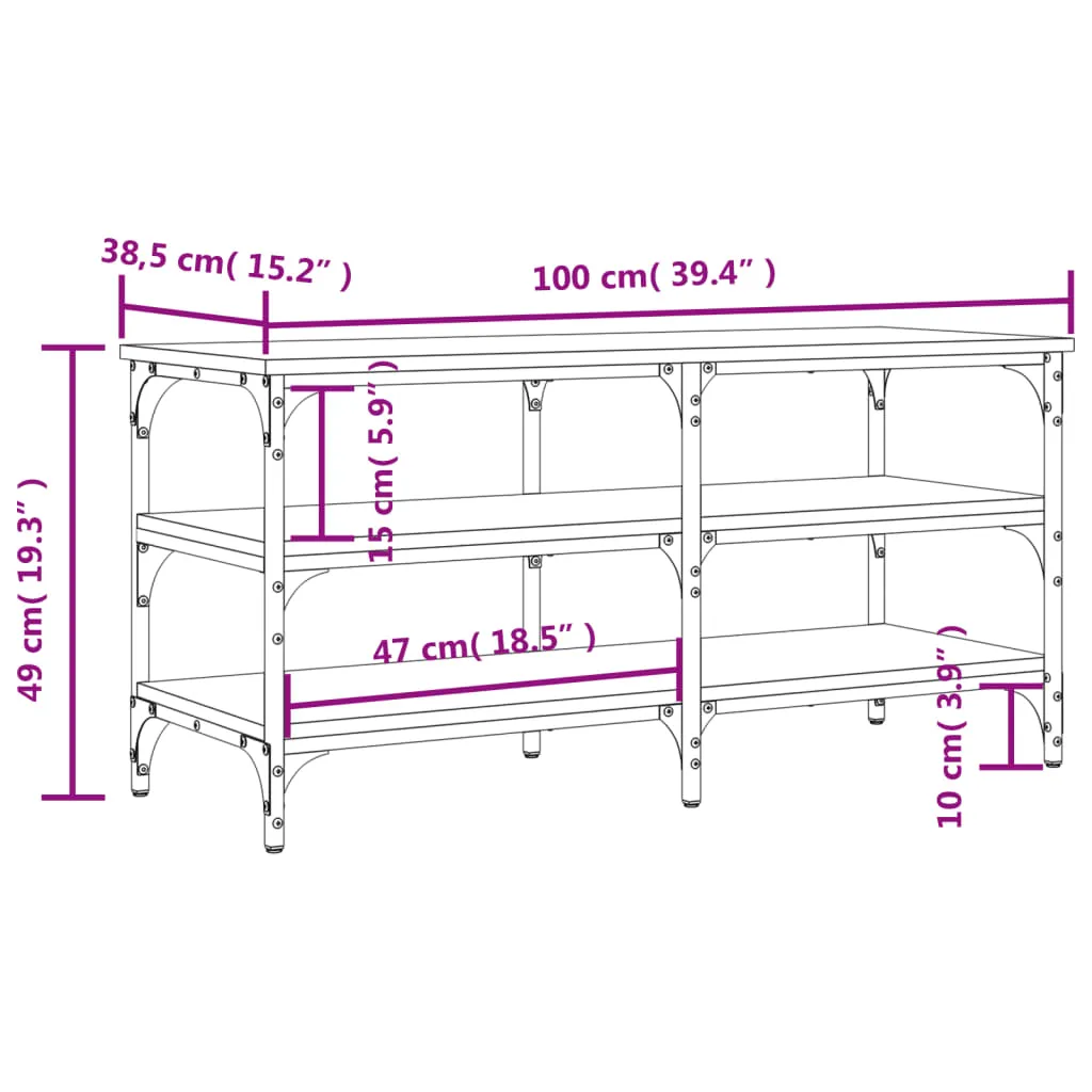 Shoe Bench Grey Sonoma 100x38.5x49 cm Engineered Wood