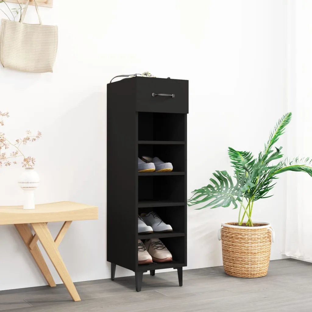 Shoe Cabinet Black 30x35x105 cm Engineered Wood