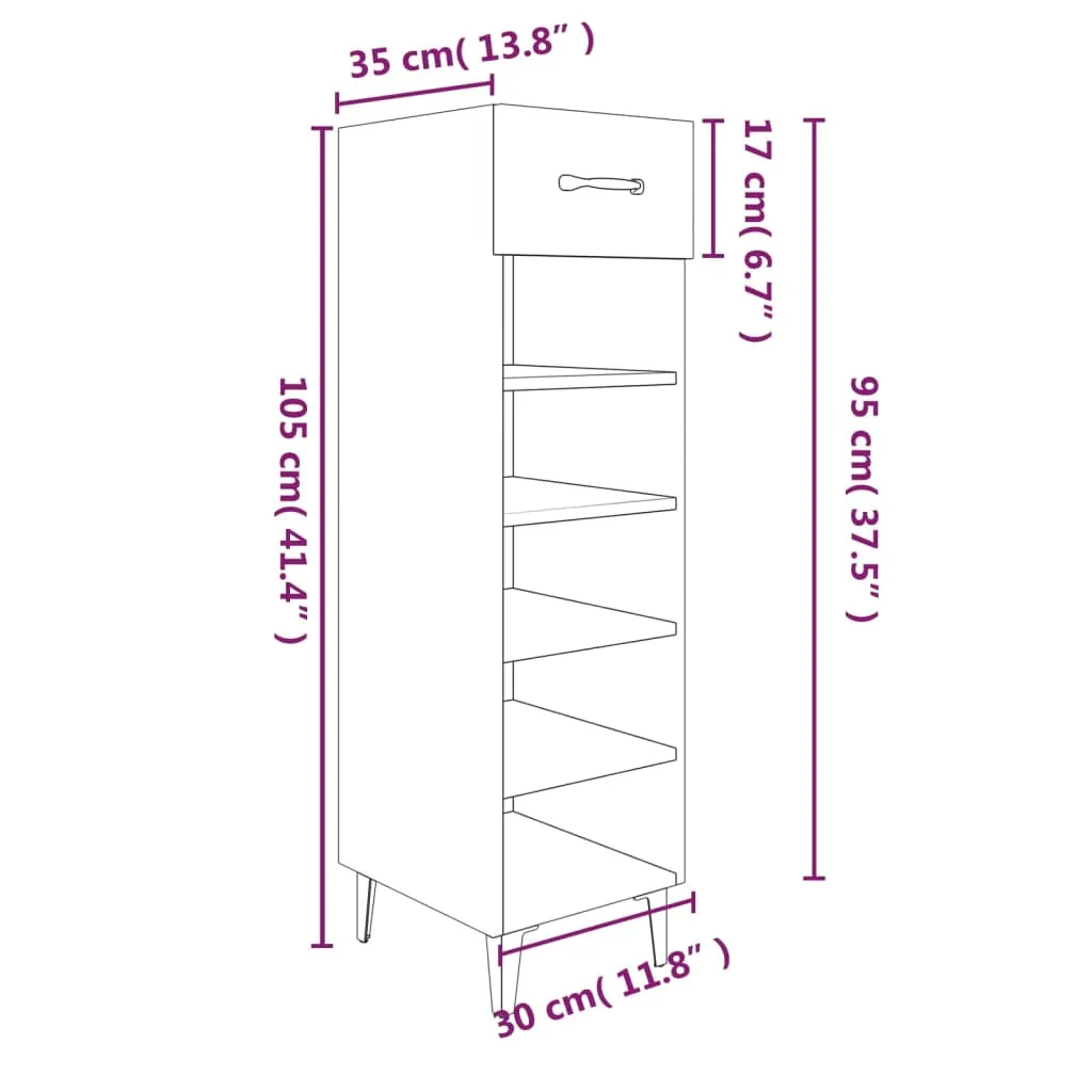 Shoe Cabinet Black 30x35x105 cm Engineered Wood