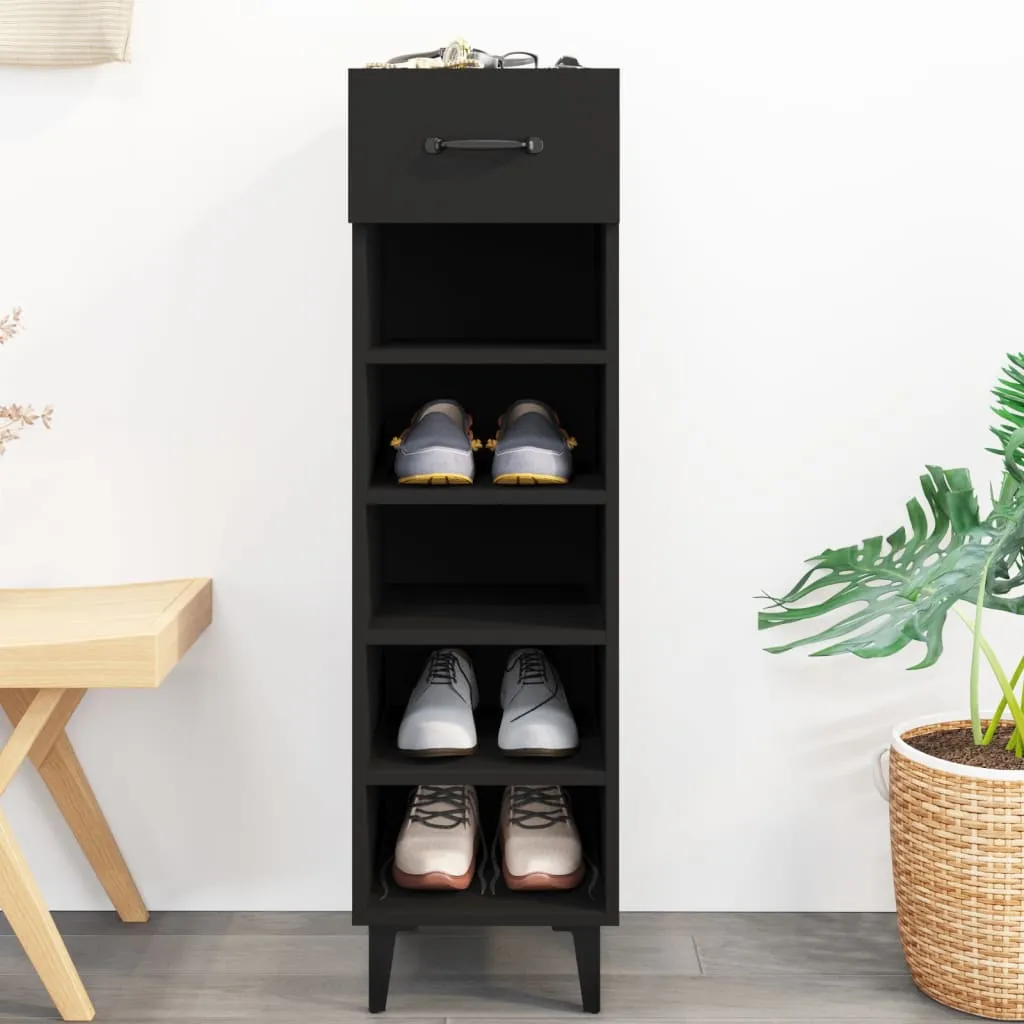 Shoe Cabinet Black 30x35x105 cm Engineered Wood