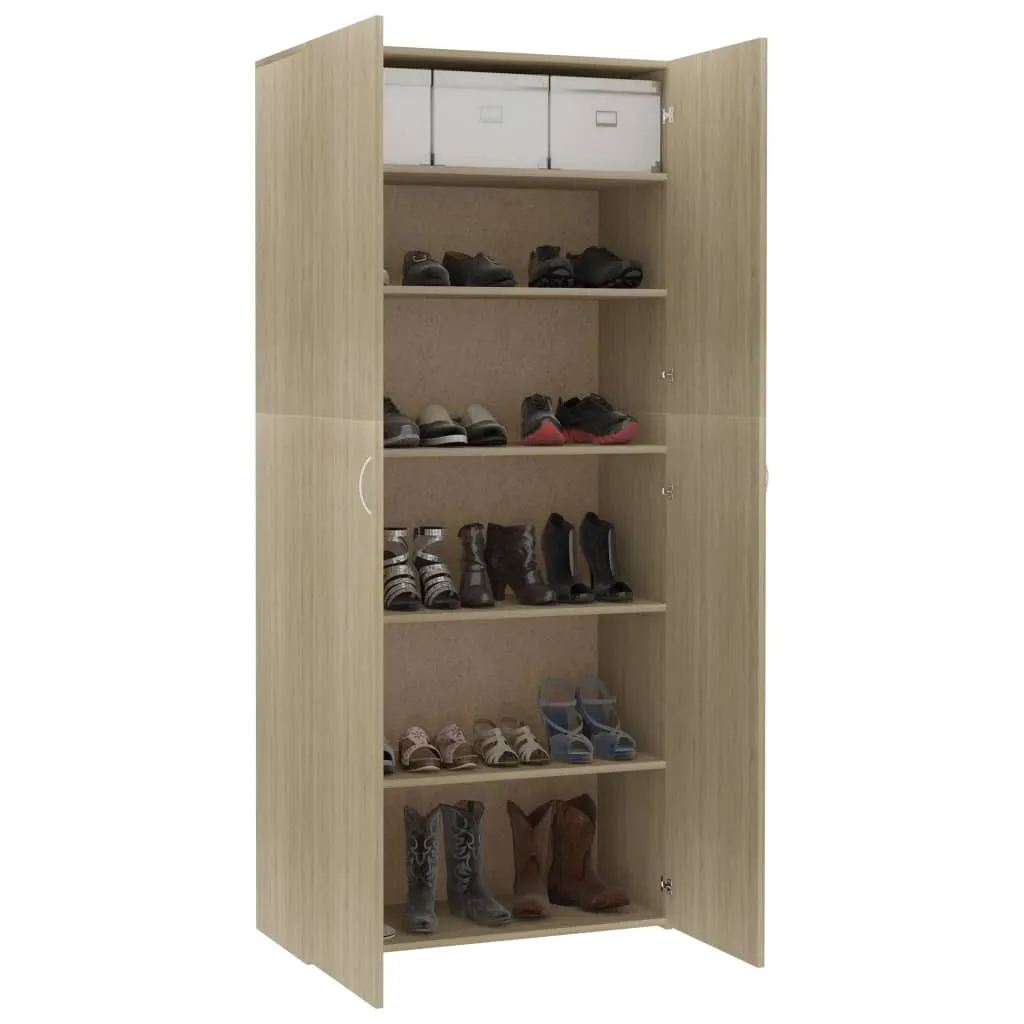 Shoe Cabinet Sonoma Oak 80x35.5x180 cm Engineered Wood