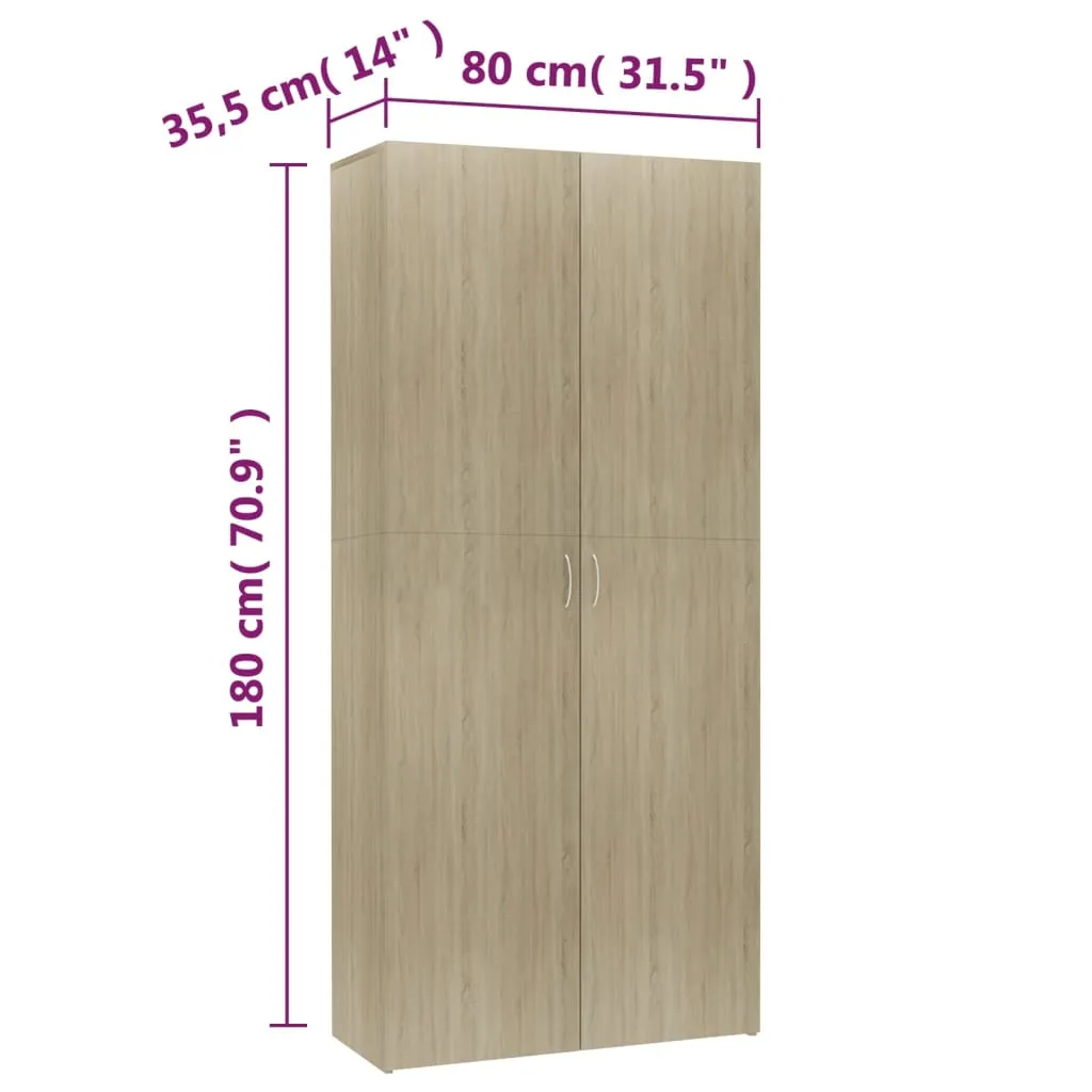 Shoe Cabinet Sonoma Oak 80x35.5x180 cm Engineered Wood