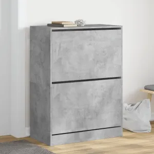 Shoe Cabinet with 2 Flip-Drawers Concrete Grey 80x42x108 cm