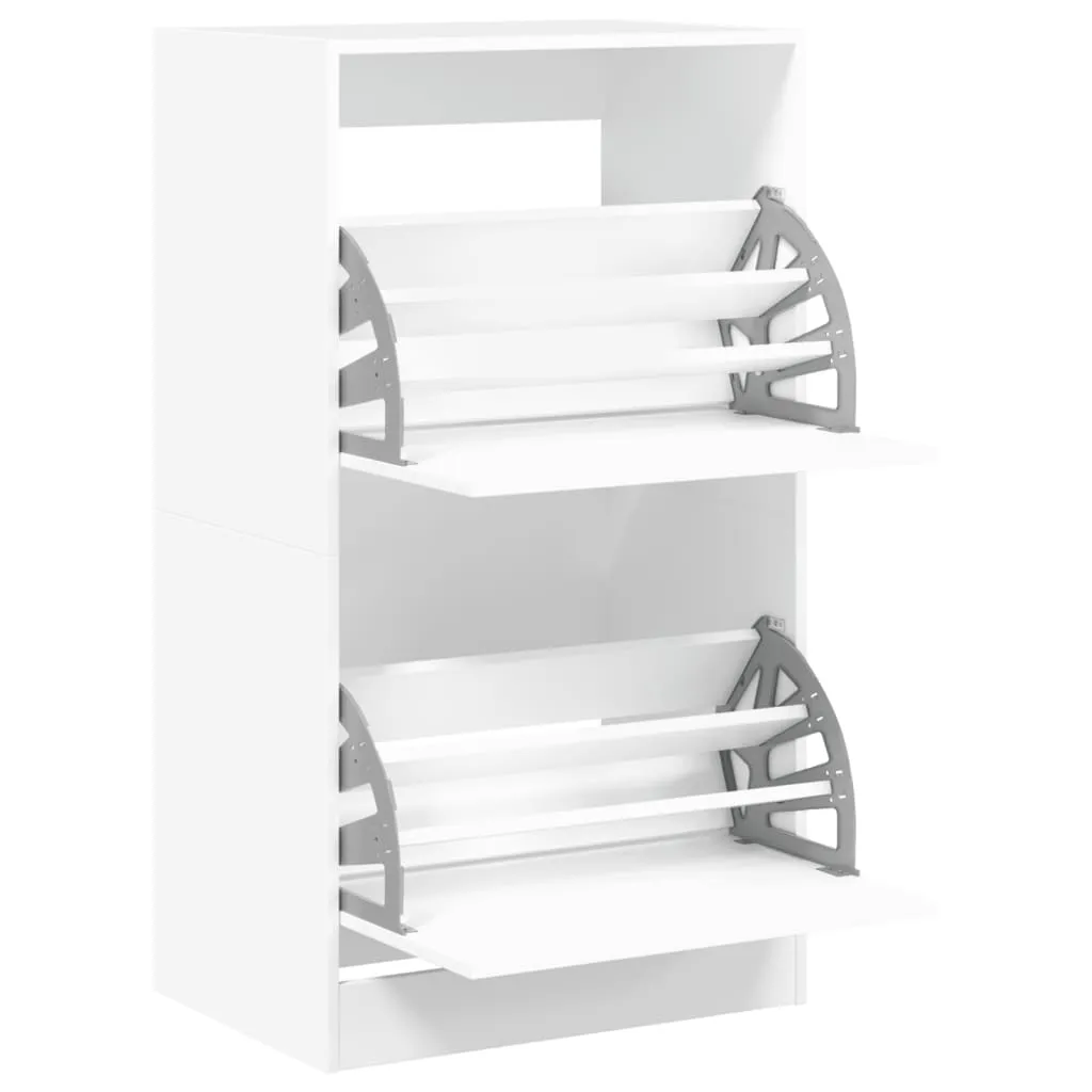 Shoe Cabinet with 2 Flip-Drawers White 60x42x108 cm