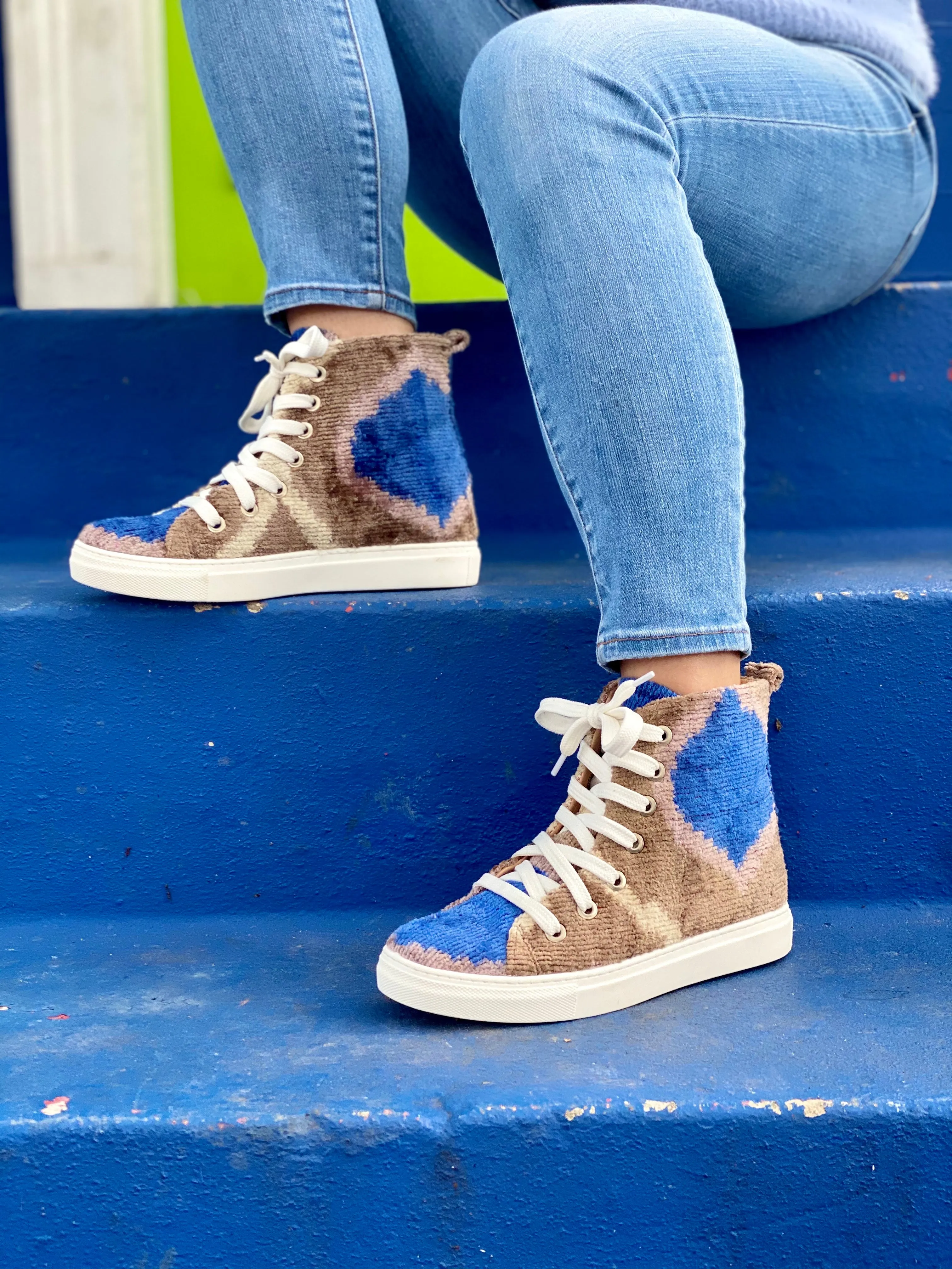 Silk Velvet Cobalt High Tops