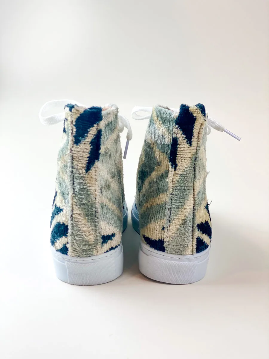 Silk Velvet Ice Blue Chevron High Tops