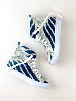 Silk Velvet Ice Blue Chevron High Tops