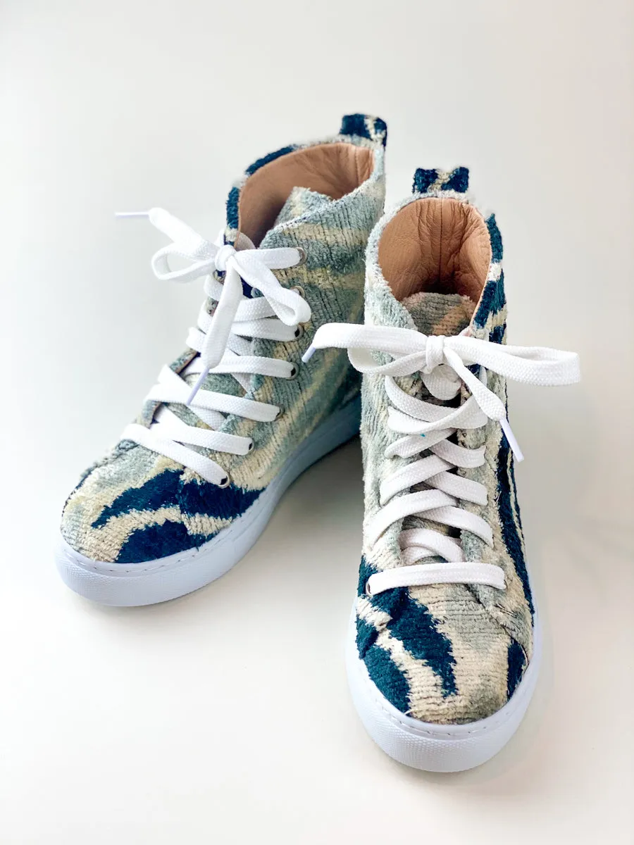 Silk Velvet Ice Blue Chevron High Tops