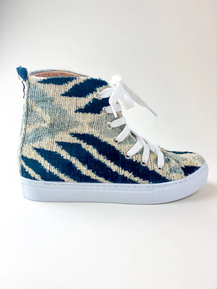 Silk Velvet Ice Blue Chevron High Tops