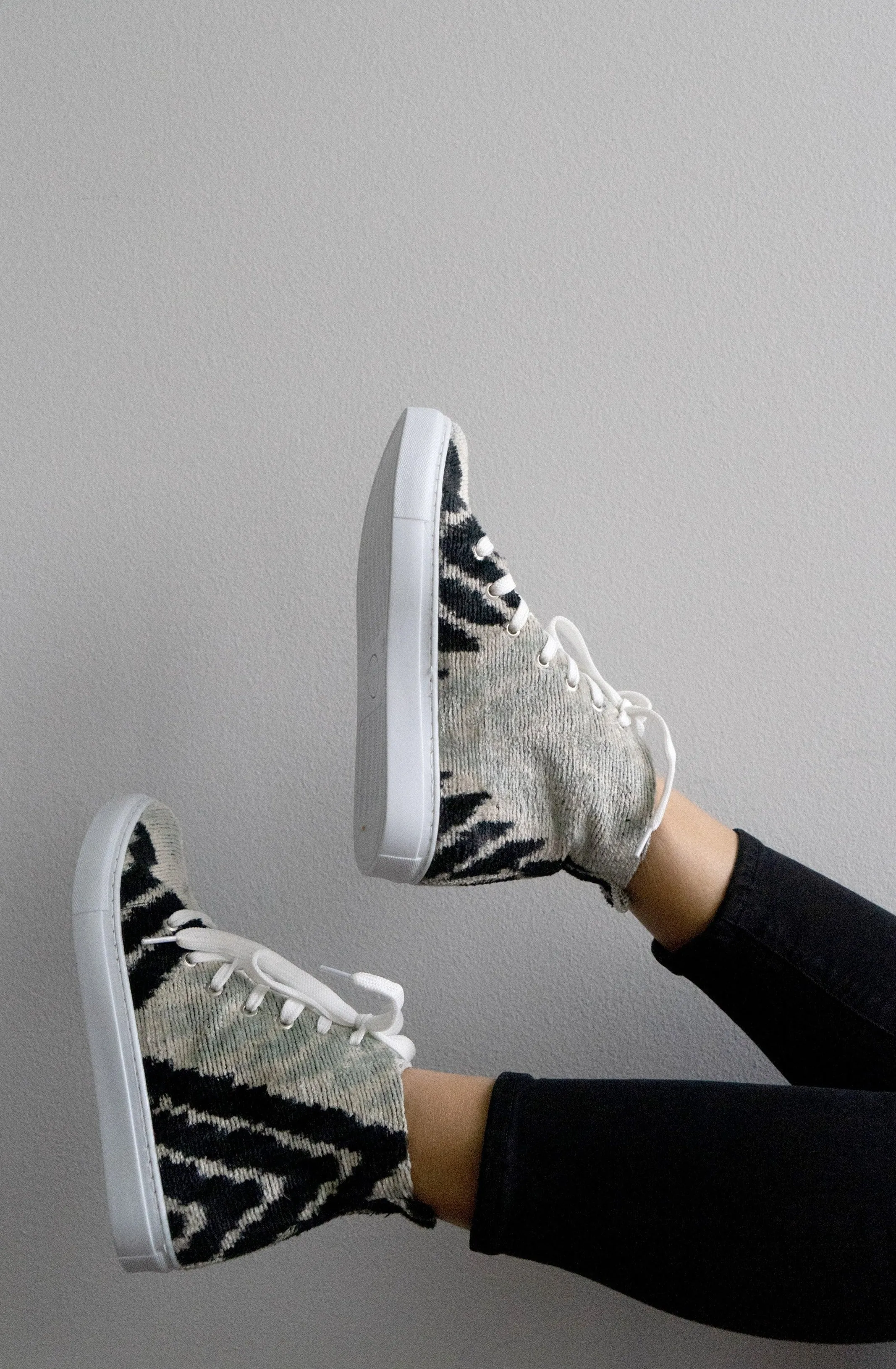 Silk Velvet Ice Blue Chevron High Tops