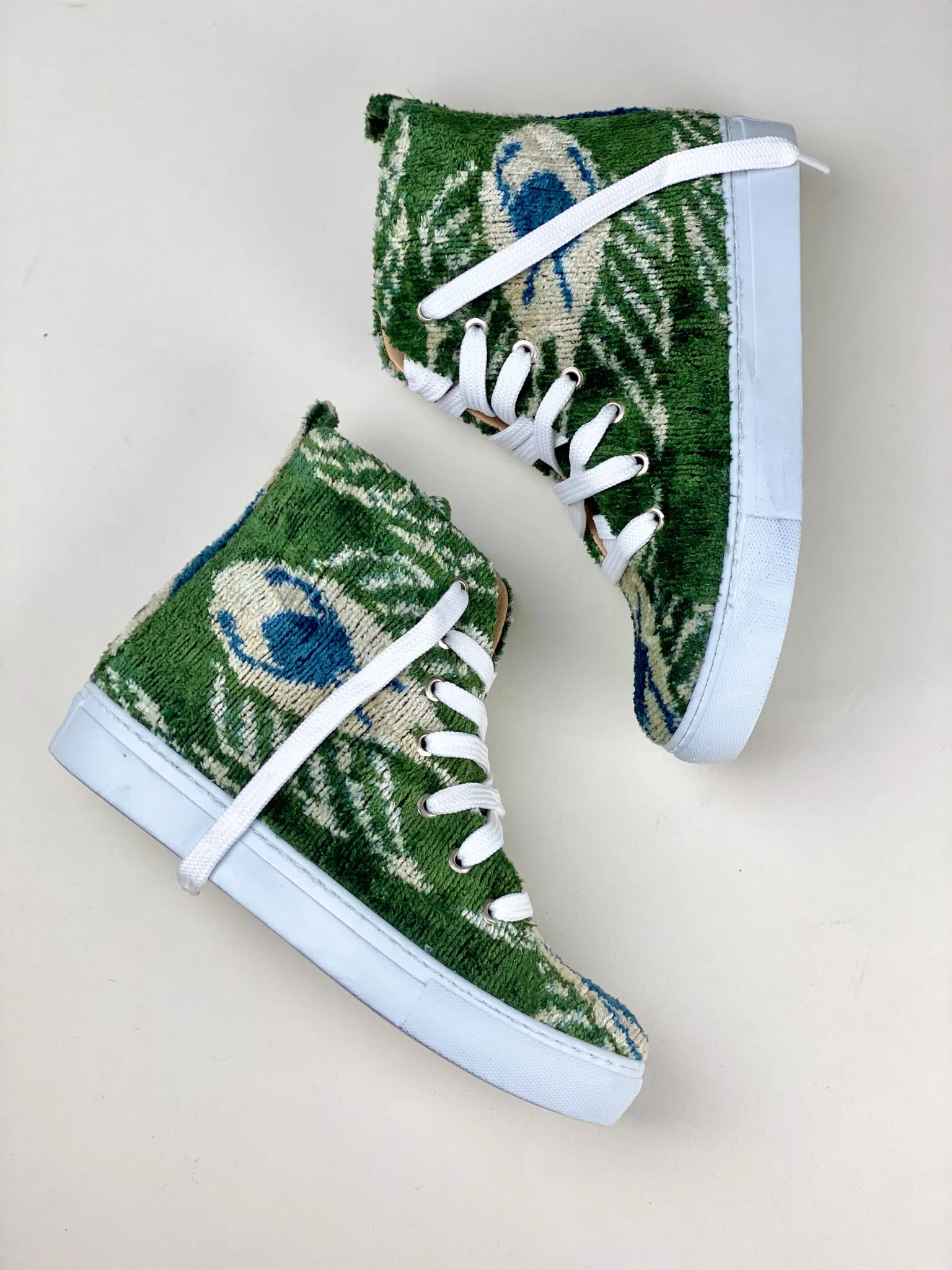 Silk Velvet Peacock High Tops