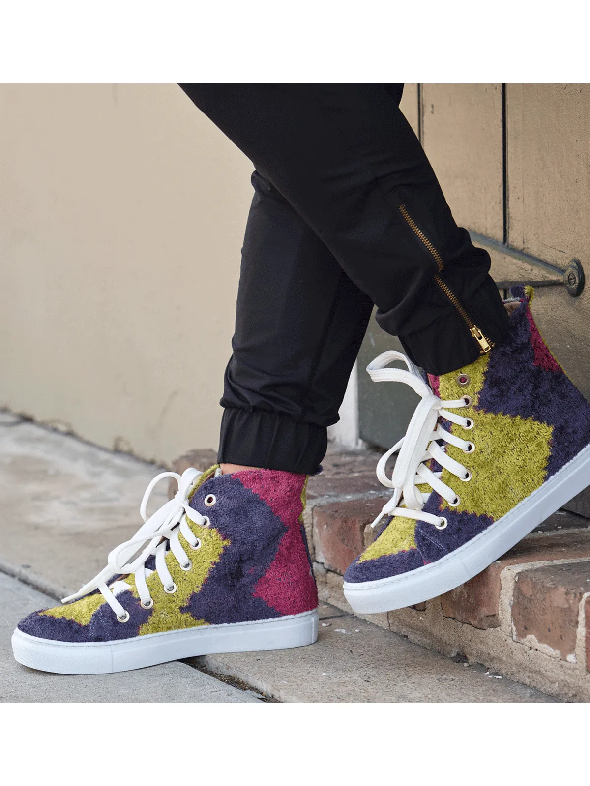 Silk Velvet Rainbow Chevron High Tops