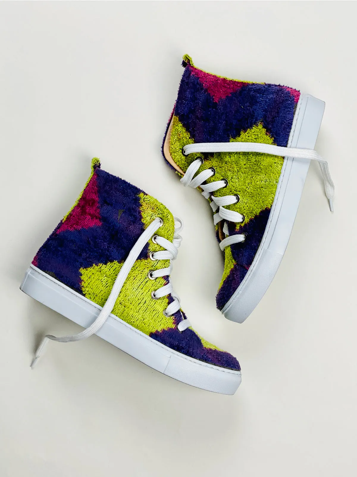 Silk Velvet Rainbow Chevron High Tops