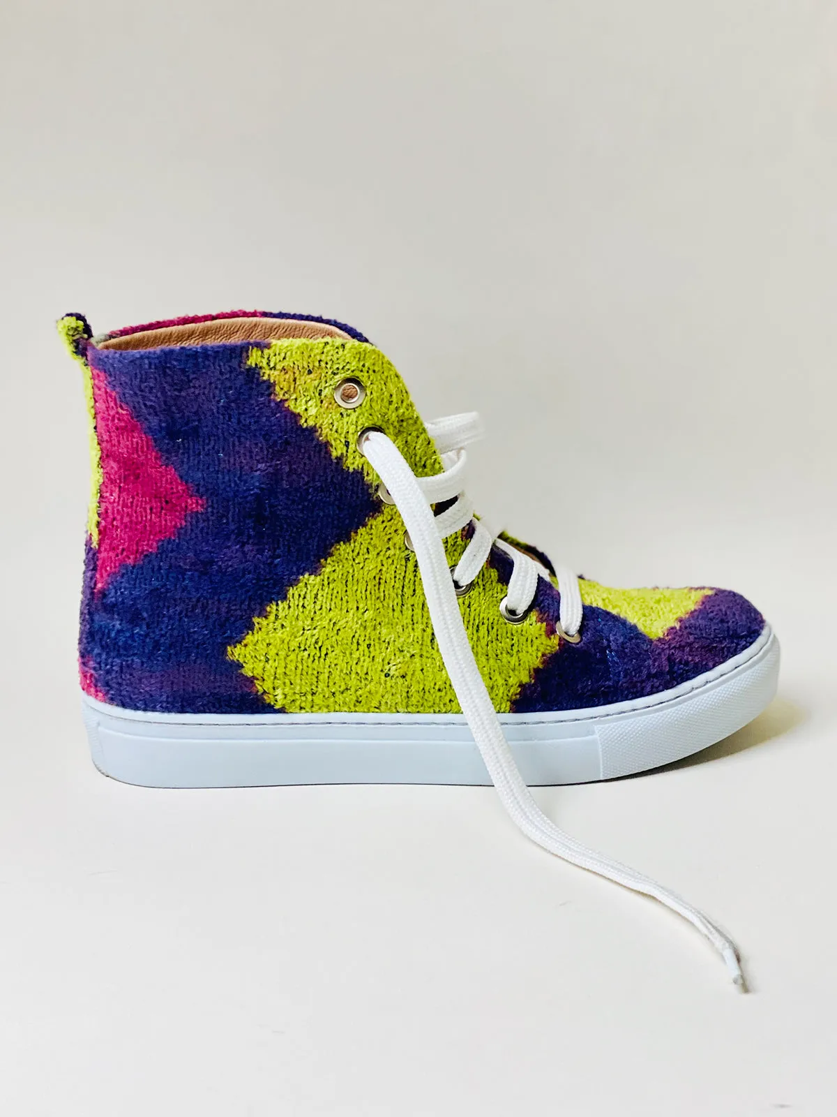 Silk Velvet Rainbow Chevron High Tops