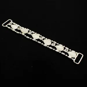 Silver Diamante Stone Trim Metal Buckle Strap